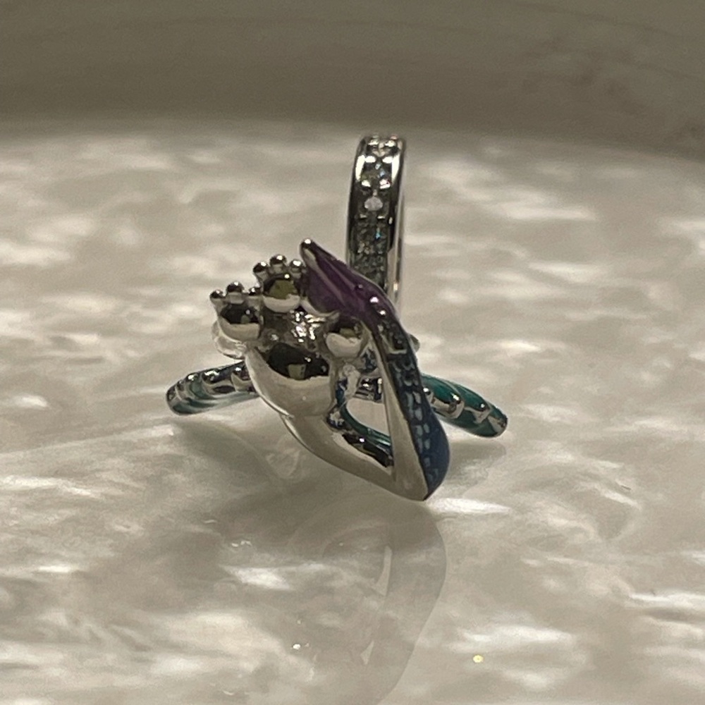 Bracelet Charm Dragon with Wings & Rhinestones Sterling Silver - Picture 7 of 9